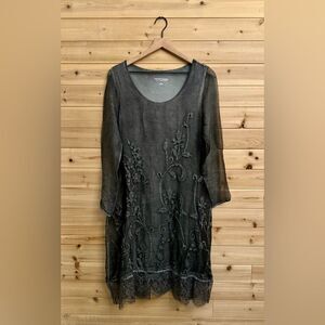 Soft Surroundings Size XSmall 100% Silk Lagenlook Embroidered Dress